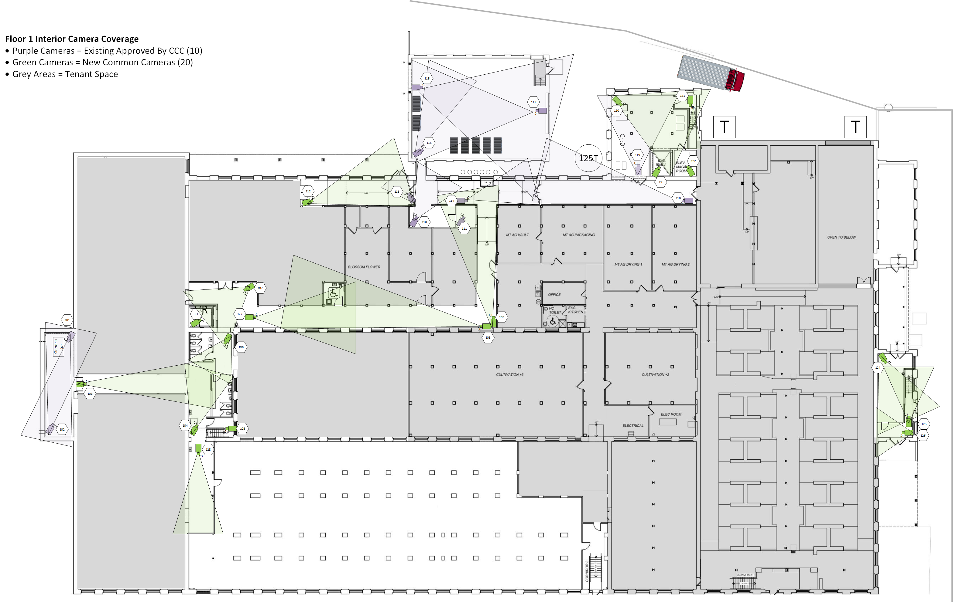 Floor 1 interior camera coverage plan