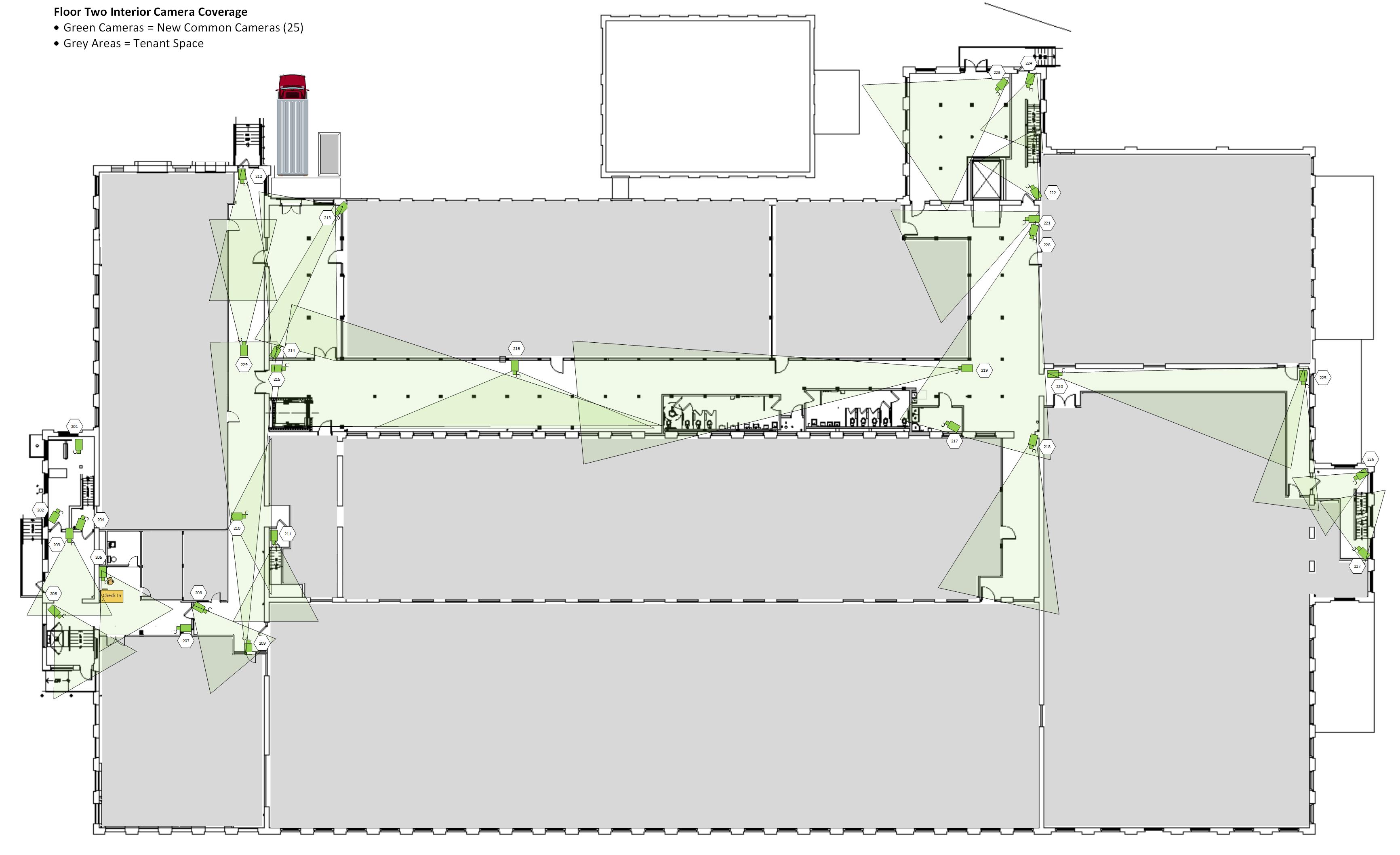 Floor 2 interior camera coverage plan